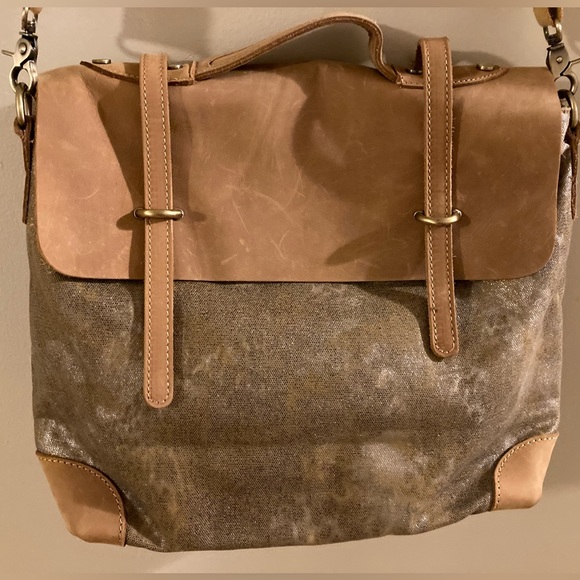 NWOT Tan Leather Satchel - Picture 1 of 4